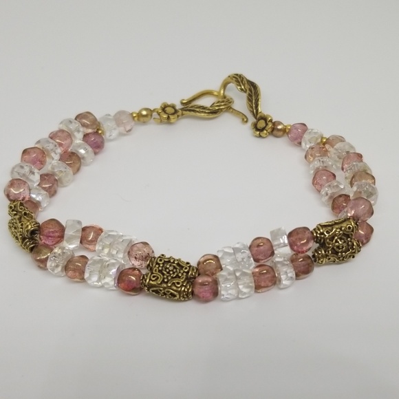 Clear & Light Purple Glass Beaded Costume Bracelet - Picture 5 of 5